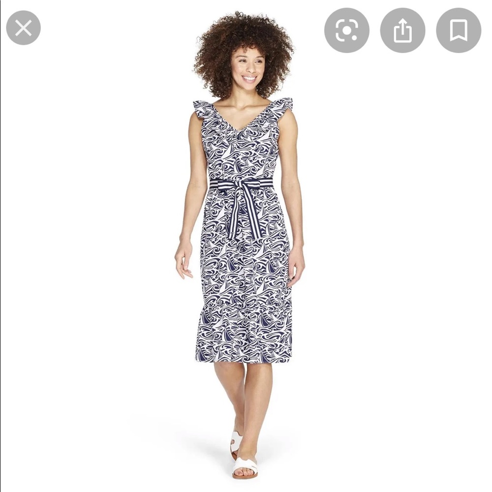Vineyard Vines Navy and White Patterned Dress